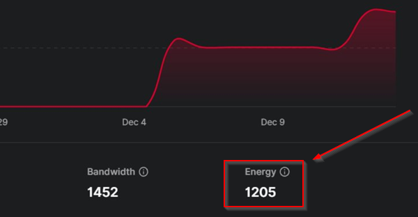 Ledger wallet interface displaying available Tron Energy